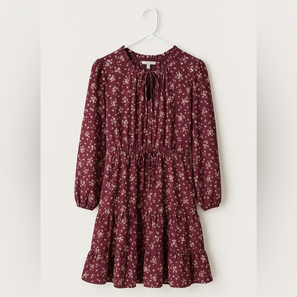 Elegant Burgundy Floral Dress